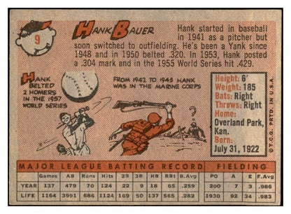 1958 Topps Baseball #009 Hank Bauer Yankees EX 532750