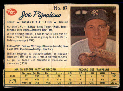 1962 Post Canadian Baseball #097 Joe Pignatano A's Low Grade 532976