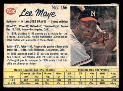 1962 Post Canadian Baseball #156 Lee Maye Braves Low Grade 532992
