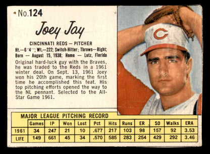 1962 Jello #124 Joey Jay Reds Low Grade 533040