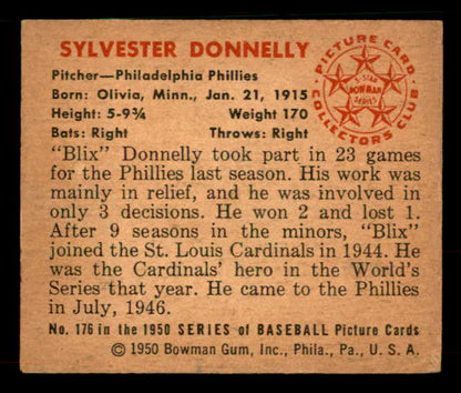 1950 Bowman Baseball #176 Blix Donnelly Phillies VG-EX 533073