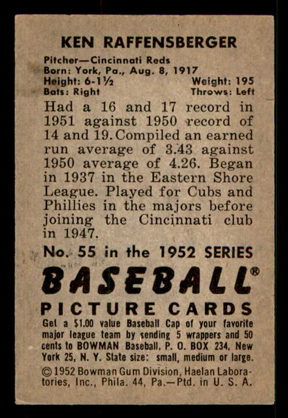 1952 Bowman Baseball #055 Ken Raffensberger Reds EX-MT 533117
