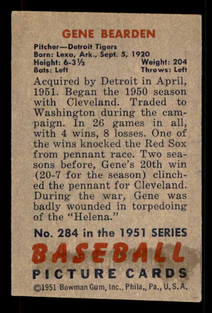 1951 Bowman Baseball #284 Gene Bearden Tigers VG-EX 533180
