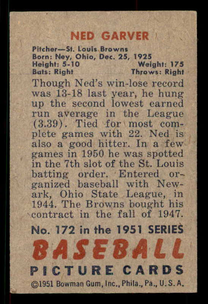 1951 Bowman Baseball #172 Ned Garver Browns EX 533191