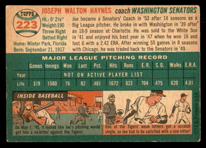 1954 Topps Baseball #223 Joe Haynes Senators VG-EX 533214