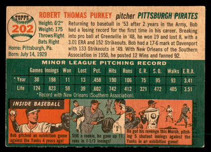 1954 Topps Baseball #202 Bob Purkey Pirates VG-EX 533215