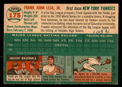 1954 Topps Baseball #175 Frank Leja Yankees VG-EX 533217