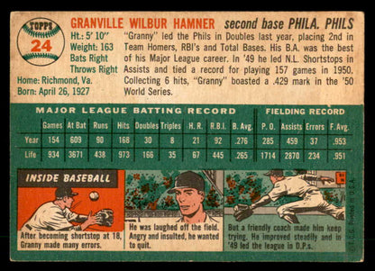 1954 Topps Baseball #024 Granny Hamner Phillies EX-MT 533222