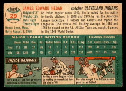 1954 Topps Baseball #029 Jim Hegan Indians EX-MT 533223