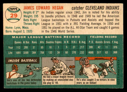 1954 Topps Baseball #029 Jim Hegan Indians EX-MT 533224