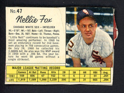 1962 Jello #047 Nellie Fox White Sox Low Grade 533229