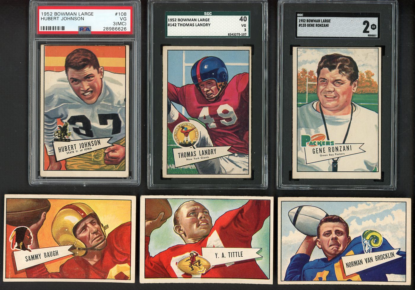 1952 Bowman Large Football Near Set (-5) VG-EX Landry SGC PSA 533235