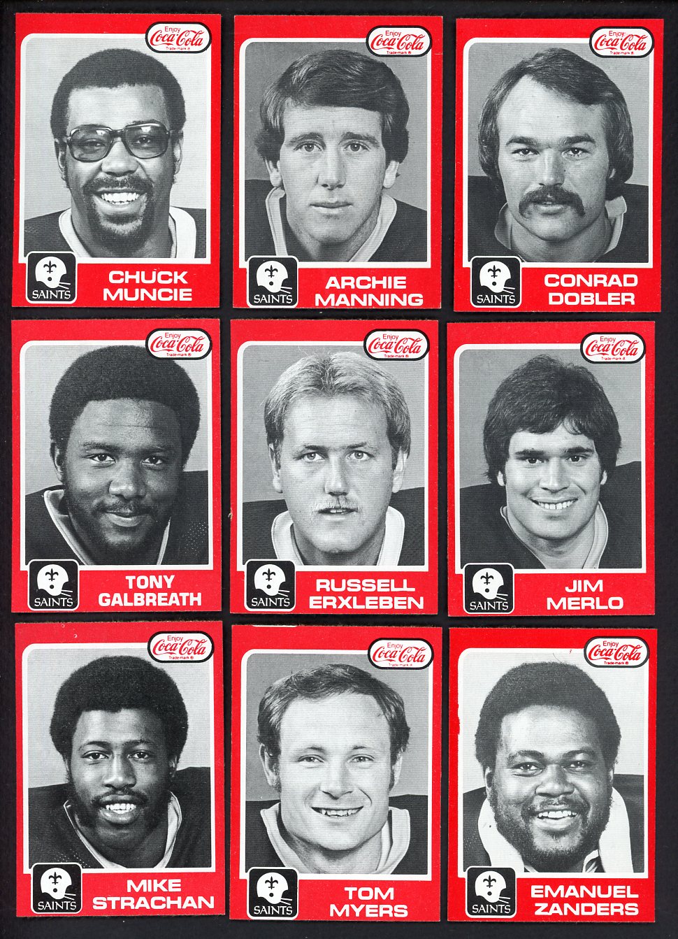 1979 Coca Cola New Orleans Saints Complete Set Manning Muncie 533239