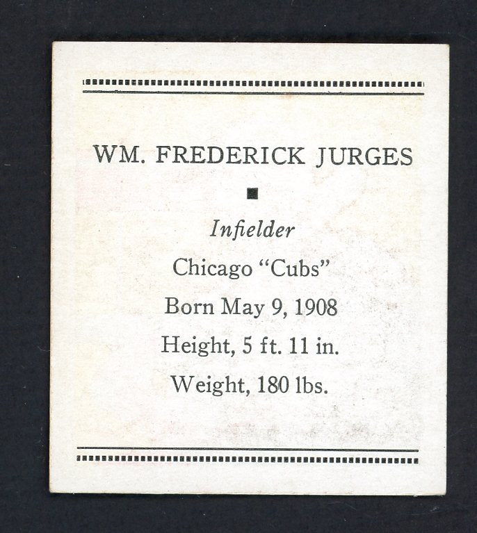 1933 Tattoo Orbit Billy Jurges Cubs EX-MT 533274