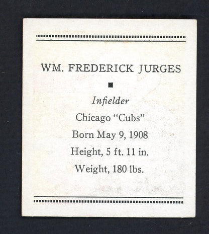 1933 Tattoo Orbit Billy Jurges Cubs EX-MT 533274