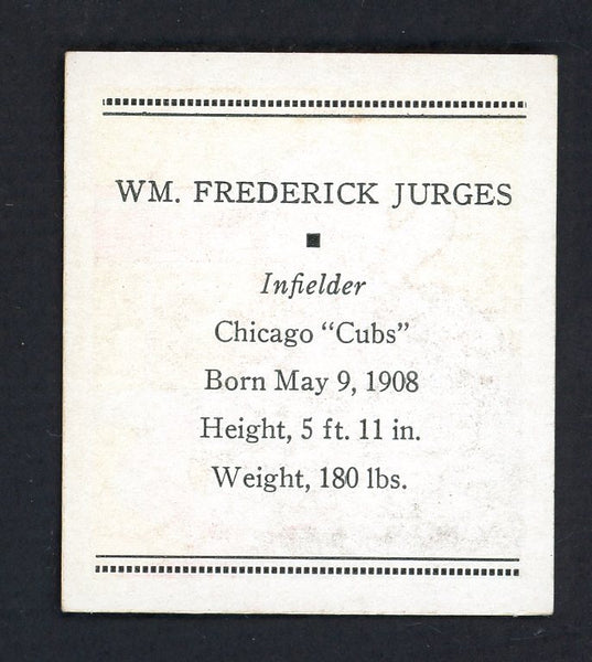 1933 Tattoo Orbit Billy Jurges Cubs EX-MT 533274