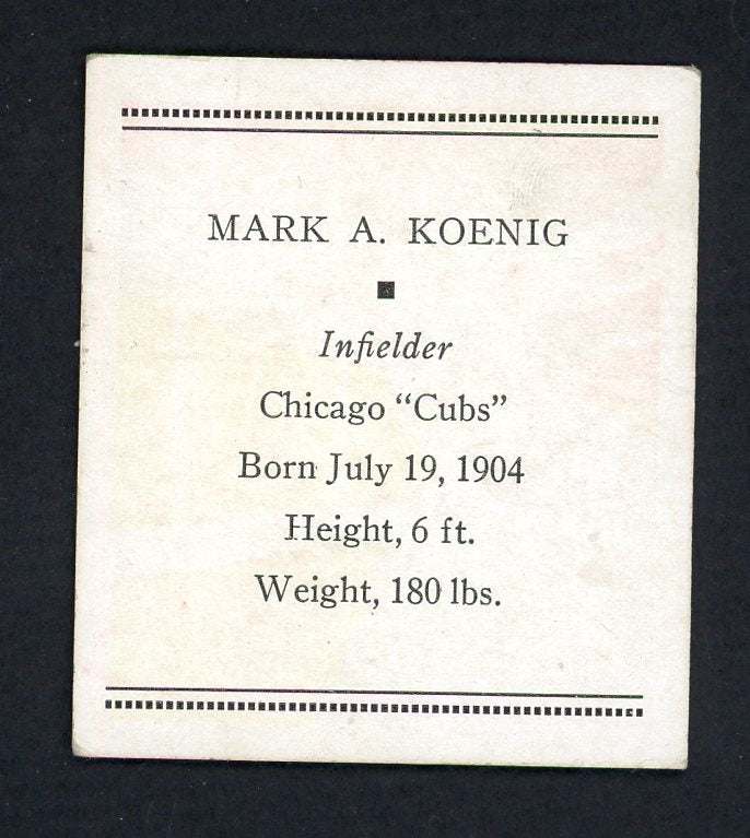1933 Tattoo Orbit Mark Koenig Cubs EX+/EX-MT 533283