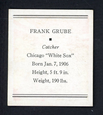 1933 Tattoo Orbit Frank Grube White Sox EX 533287