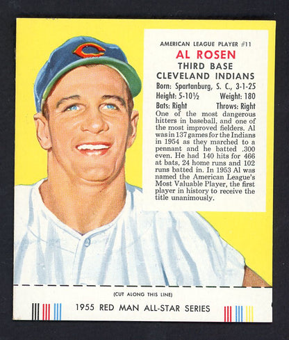 1955 Red Man #AL11 Al Rosen Indians EX-MT/NR-MT w Tab 533292