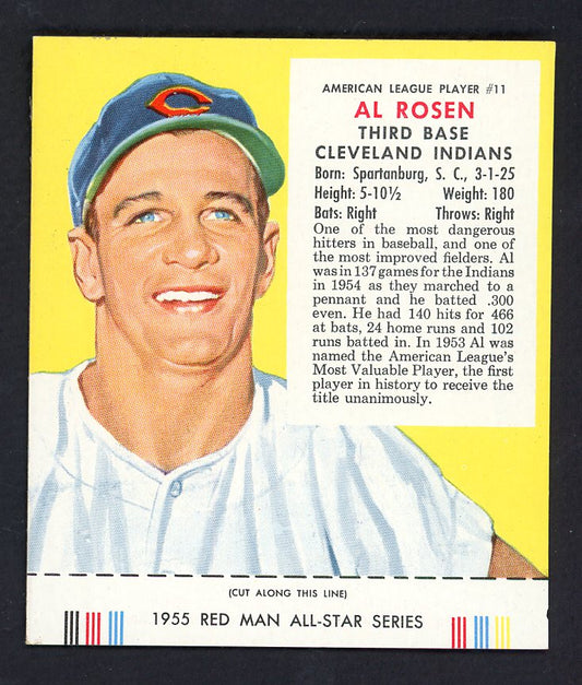 1955 Red Man #AL11 Al Rosen Indians EX-MT/NR-MT w Tab 533292