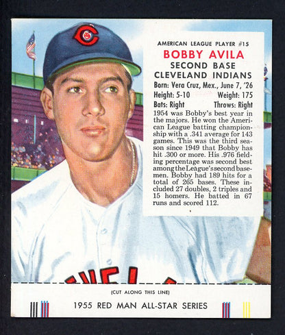 1955 Red Man #AL15 Bobby Avila Indians EX-MT w Tab 533293