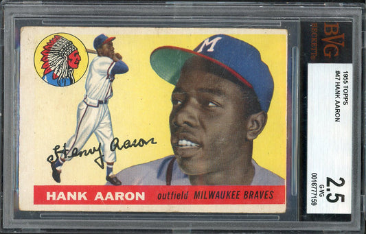 1955 Topps # 47 Hank Aaron Braves BVG 2.5 GD-VG 533312