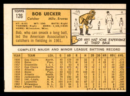 1963 Topps Baseball #126 Bob Uecker Braves VG 533324