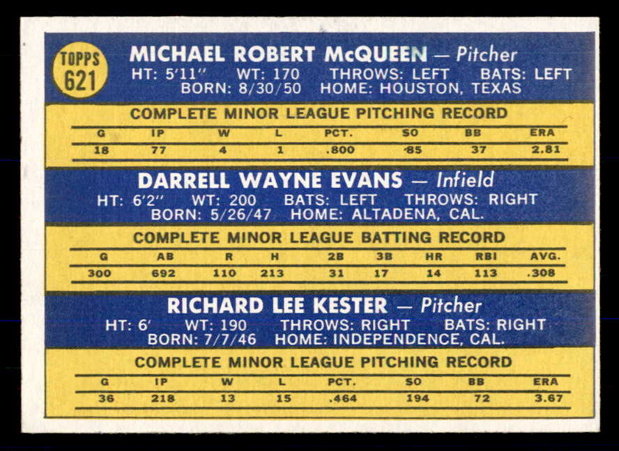 1970 Topps Baseball #621 Darrell Evans Braves EX 533327