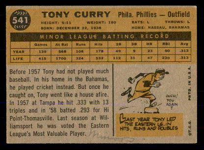 1960 Topps Baseball #541 Tony Curry Phillies VG-EX 533331
