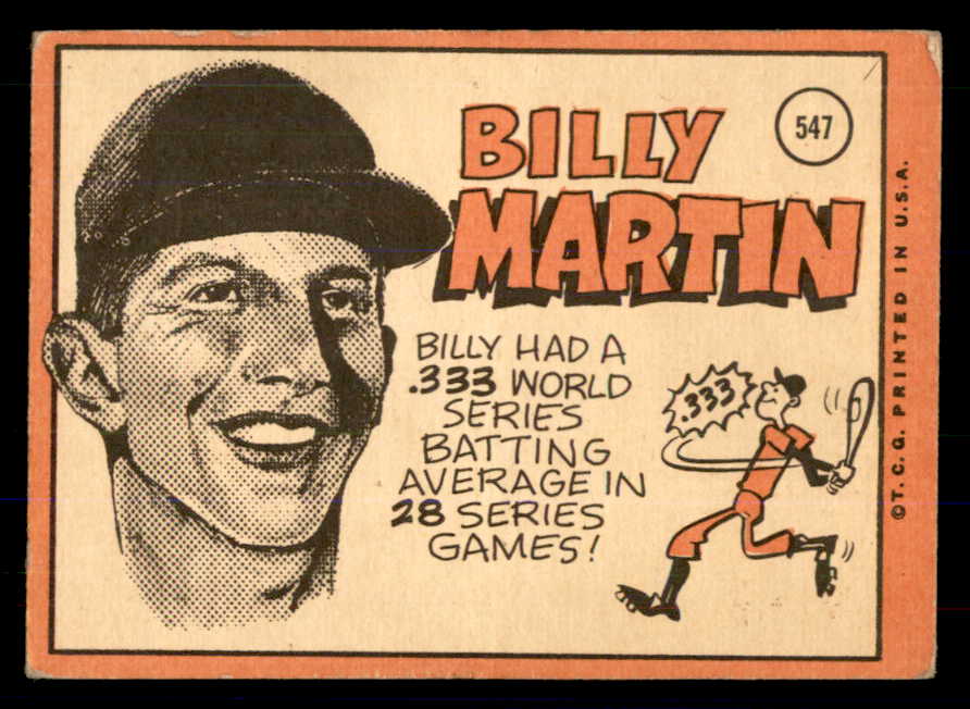 1969 Topps Baseball #547 Billy Martin Twins VG-EX 533334