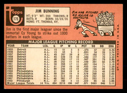 1969 Topps Baseball #175 Jim Bunning Pirates VG-EX 533339