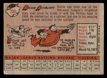 1958 Topps Baseball #230 Richie Ashburn Phillies VG-EX 533343