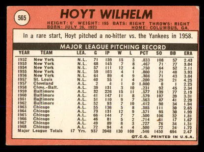 1969 Topps Baseball #565 Hoyt Wilhelm Angels VG-EX 533350