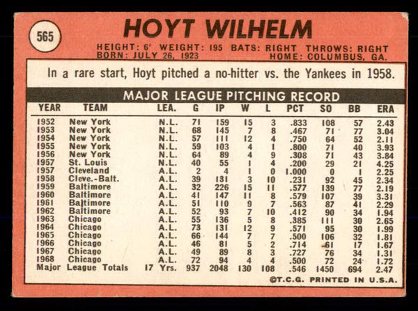 1969 Topps Baseball #565 Hoyt Wilhelm Angels VG-EX 533350