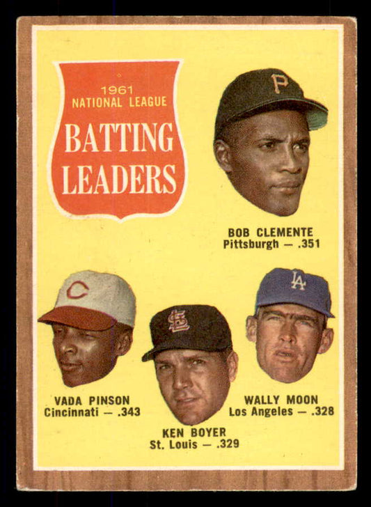 1962 Topps Baseball #052 N.L. Batting Leaders Clemente VG 533358