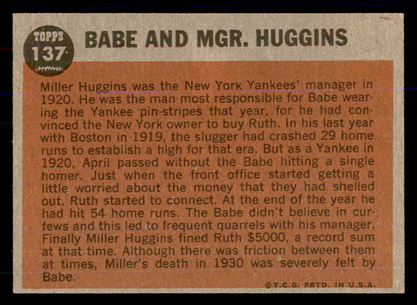 1962 Topps Baseball #127 Babe Ruth Yankees EX-MT 533364