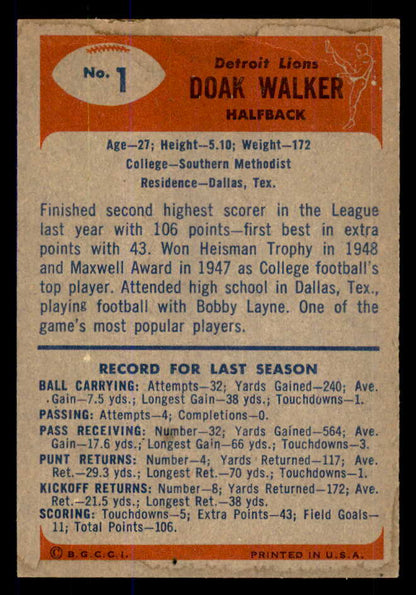 1955 Bowman Football #001 Doak Walker Lions VG-EX 533366