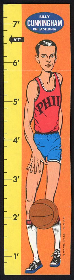 1969 Topps Basketball Rulers #021 Billy Cunningham 76ers EX 533388