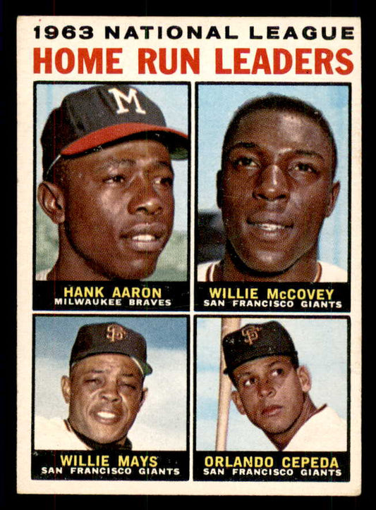 1964 Topps Baseball #009 N.L. Home Run Leaders Aaron Mays EX 533415