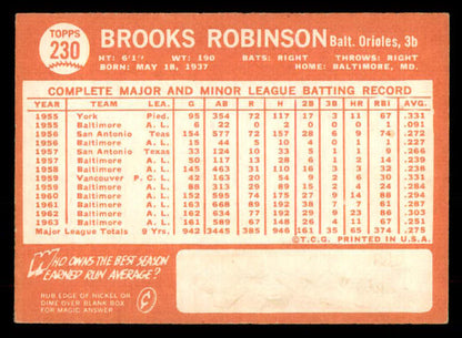 1964 Topps Baseball #230 Brooks Robinson Orioles EX-MT 533418