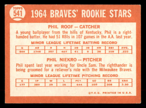 1964 Topps Baseball #541 Phil Niekro Braves EX+/EX-MT 533419