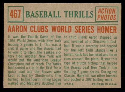 1959 Topps Baseball #467 Hank Aaron IA Braves EX-MT 533424