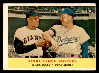 1958 Topps Baseball #436 Willie Mays Duke Snider VG-EX 533429