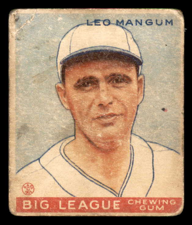 1933 Goudey #162 Leo Mangum Braves Good back damage 533479