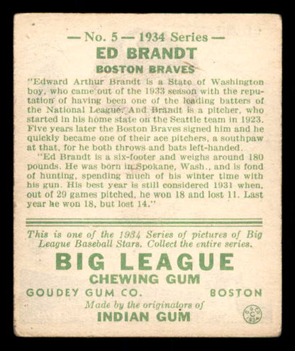1934 Goudey #005 Ed Brandt Braves VG-EX 533553