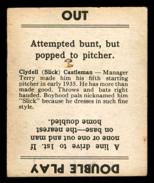 1936 Goudey Clyde Castleman Giants VG-EX 533563