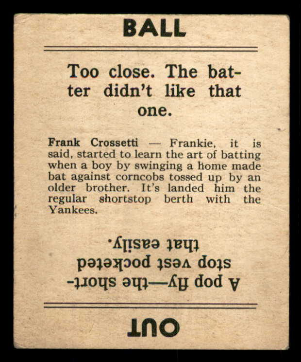 1936 Goudey Frank Crosetti Yankees VG-EX 533566