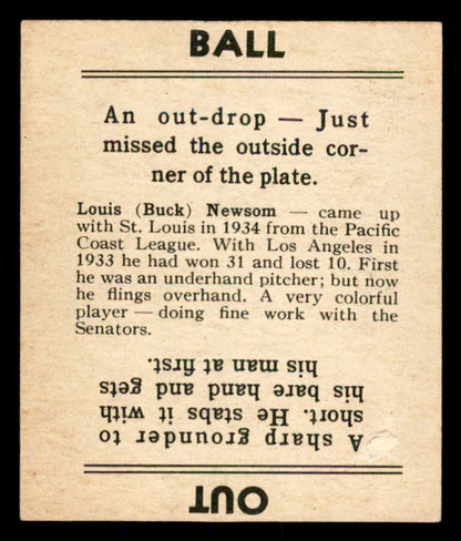 1936 Goudey Buck Newsom Senators VG-EX scuff back 533568