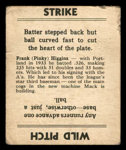 1936 Goudey Pinky Higgins A's Good 533569