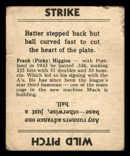 1936 Goudey Pinky Higgins A's Good 533569